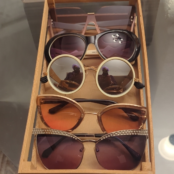 Source Unknown Accessories - Stylish Women's Sunglasses Set - Black, Gold, Brown Bundle of 6 Paris